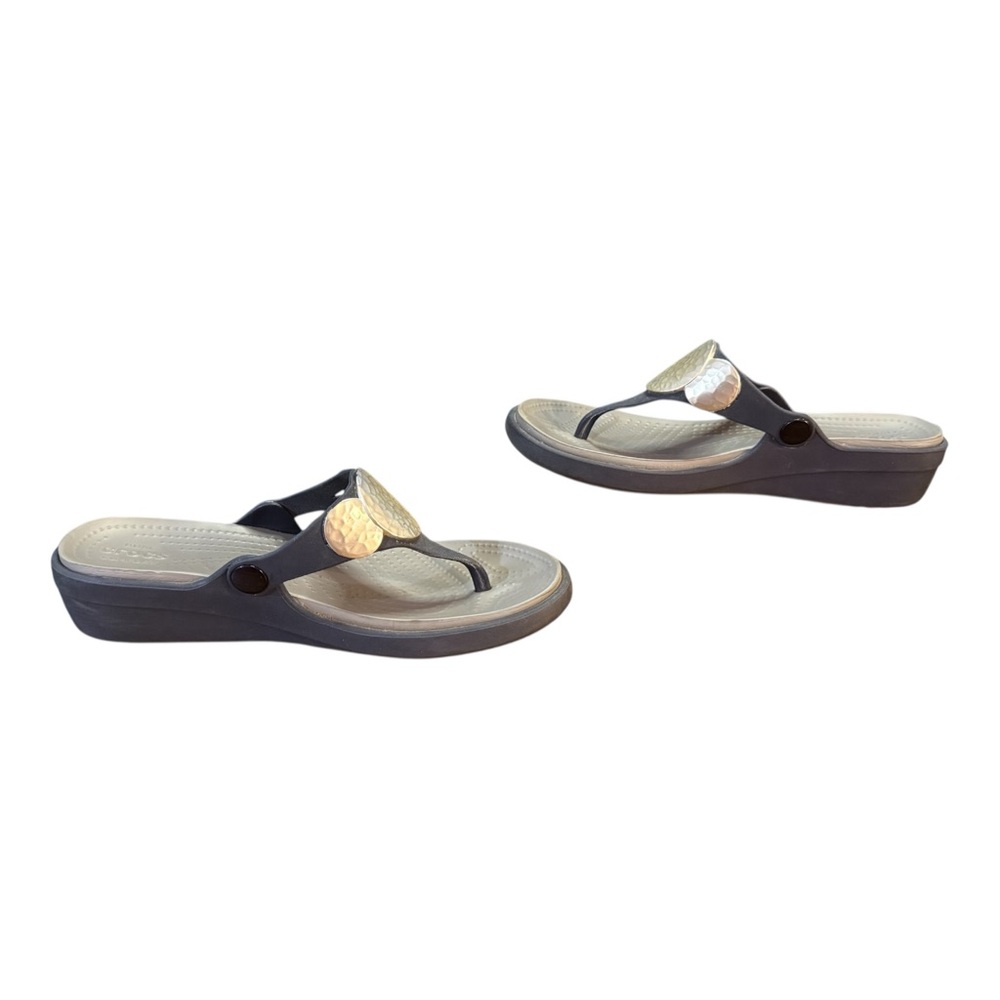 Crocs Sanrah Hammered Circle Wedge Flip Women’s Size 7 Navy Blue - Picture 5 of 8